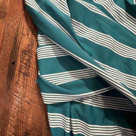 New One Piece Bathing Suit Size 3X Terra & Sky Teal Green Stripe Tummy Control - Picture 11 of 13